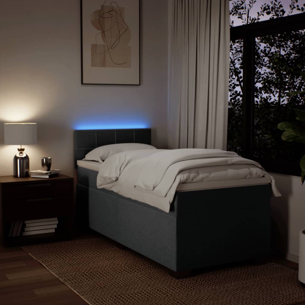 kontinentalseng med madras 90x190 cm stof mørkegrå