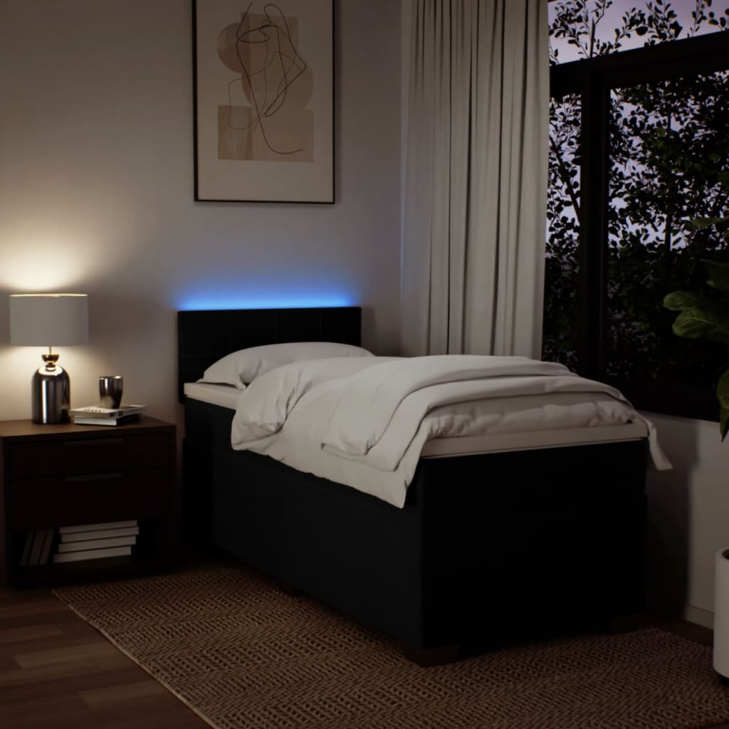 kontinentalseng med madras 90x190 cm stof sort