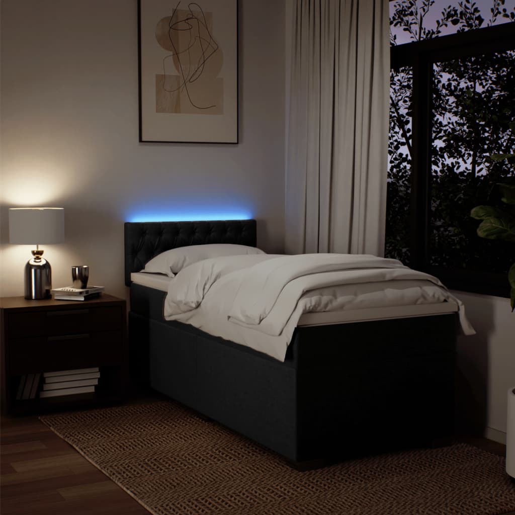 kontinentalseng med madras 90x190 cm stof sort