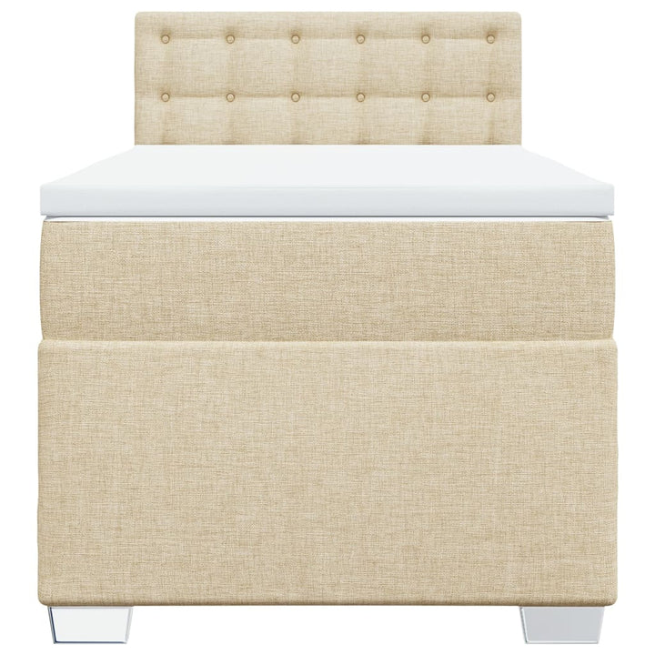 kontinentalseng med madras 90x190 cm stof cremefarvet