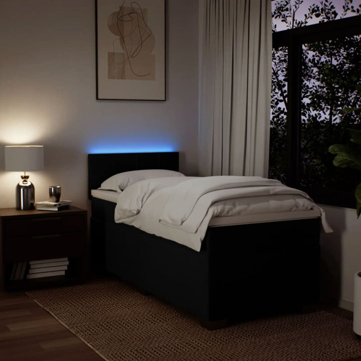 kontinentalseng med madras 90x200 cm stof sort