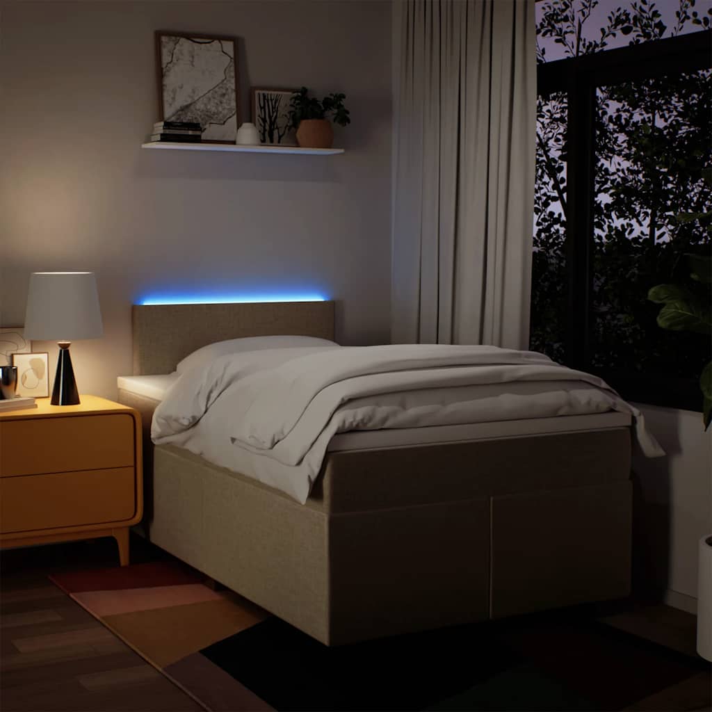 kontinentalseng med madras 120x190 cm stof cremefarvet