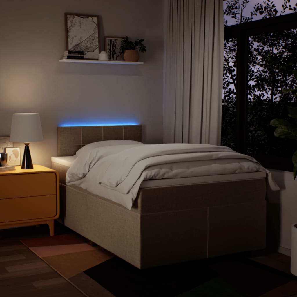kontinentalseng med madras 120x190 cm stof cremefarvet