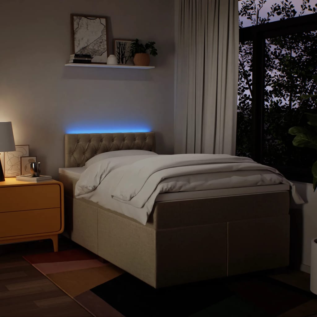 kontinentalseng med madras 120x190 cm stof cremefarvet