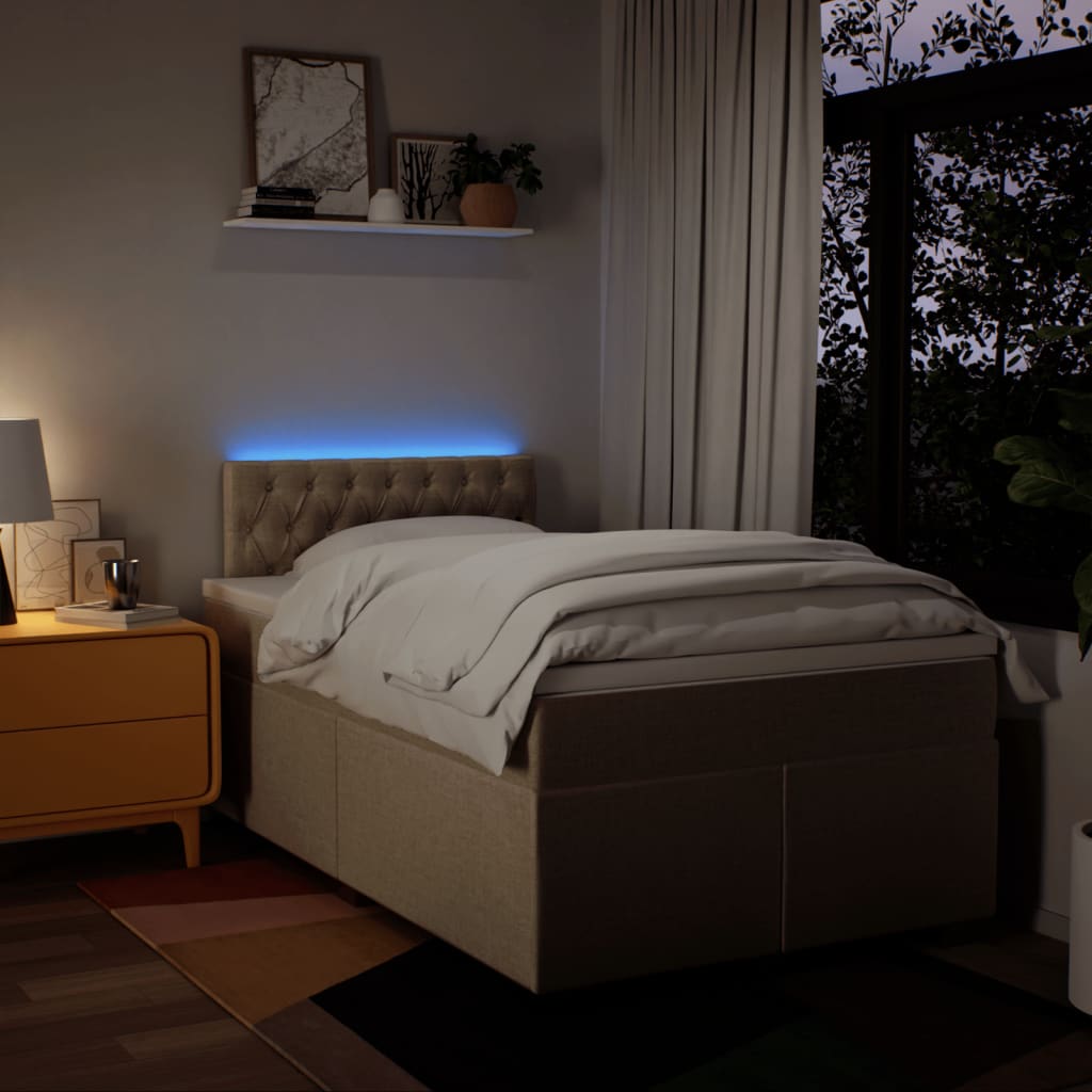 kontinentalseng med madras 120x200 cm stof cremefarvet