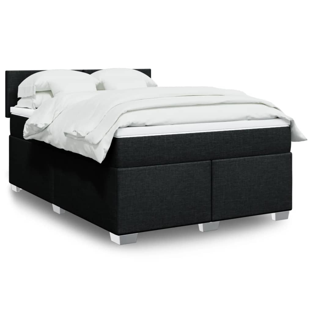 kontinentalseng med madras 140x190 cm stof sort