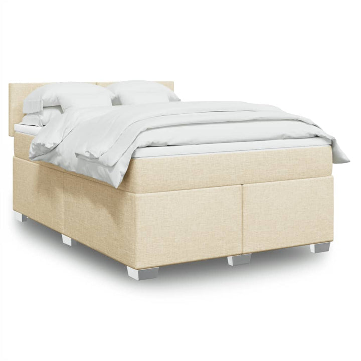 kontinentalseng med madras 140x190 cm stof cremefarvet