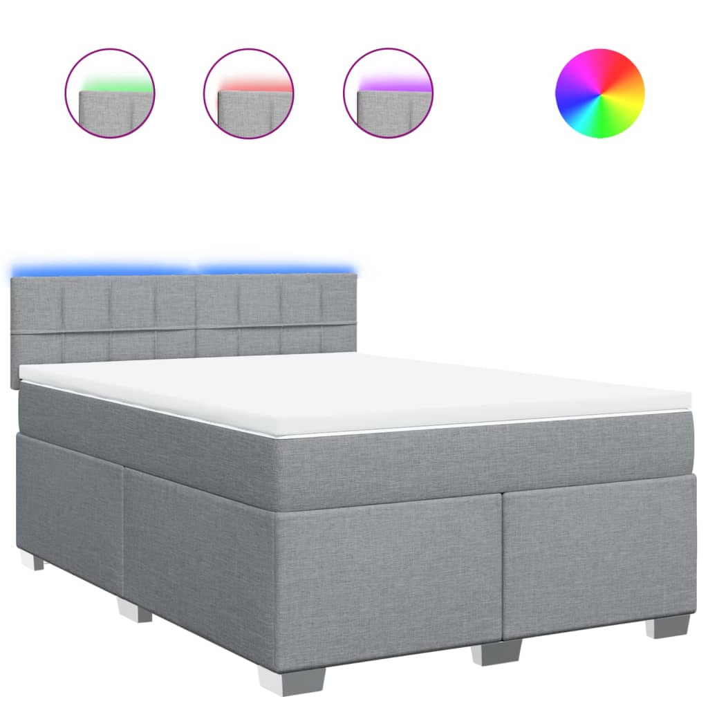 kontinentalseng med madras 140x190 cm stof lysegrå