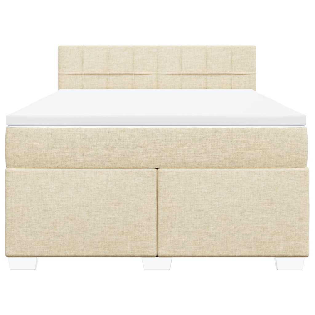 kontinentalseng med madras 140x190 cm stof cremefarvet