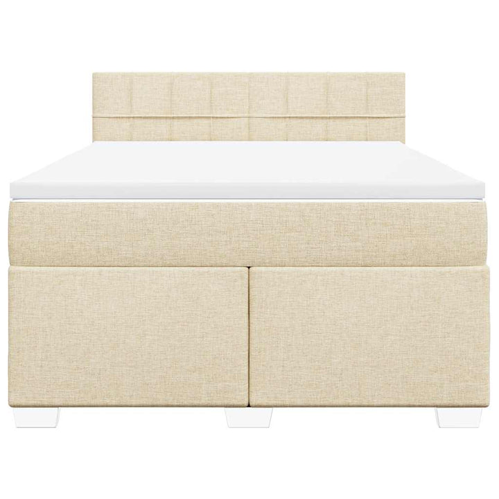 kontinentalseng med madras 140x190 cm stof cremefarvet