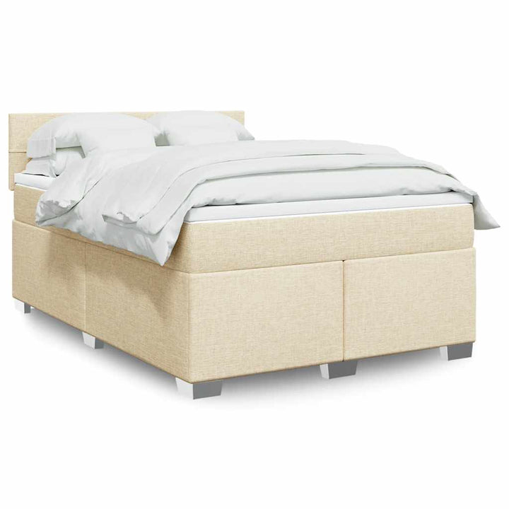 kontinentalseng med madras 140x190 cm stof cremefarvet