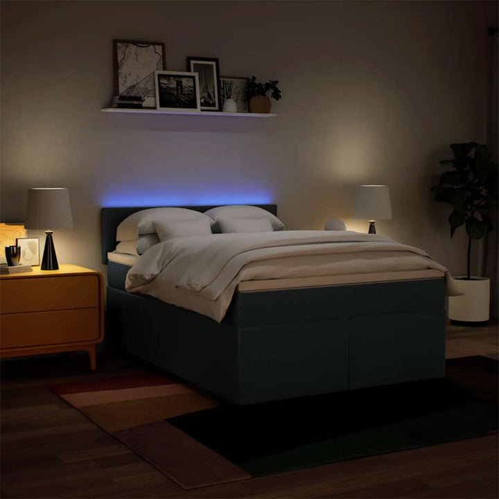 kontinentalseng med madras 140x190 cm stof blå