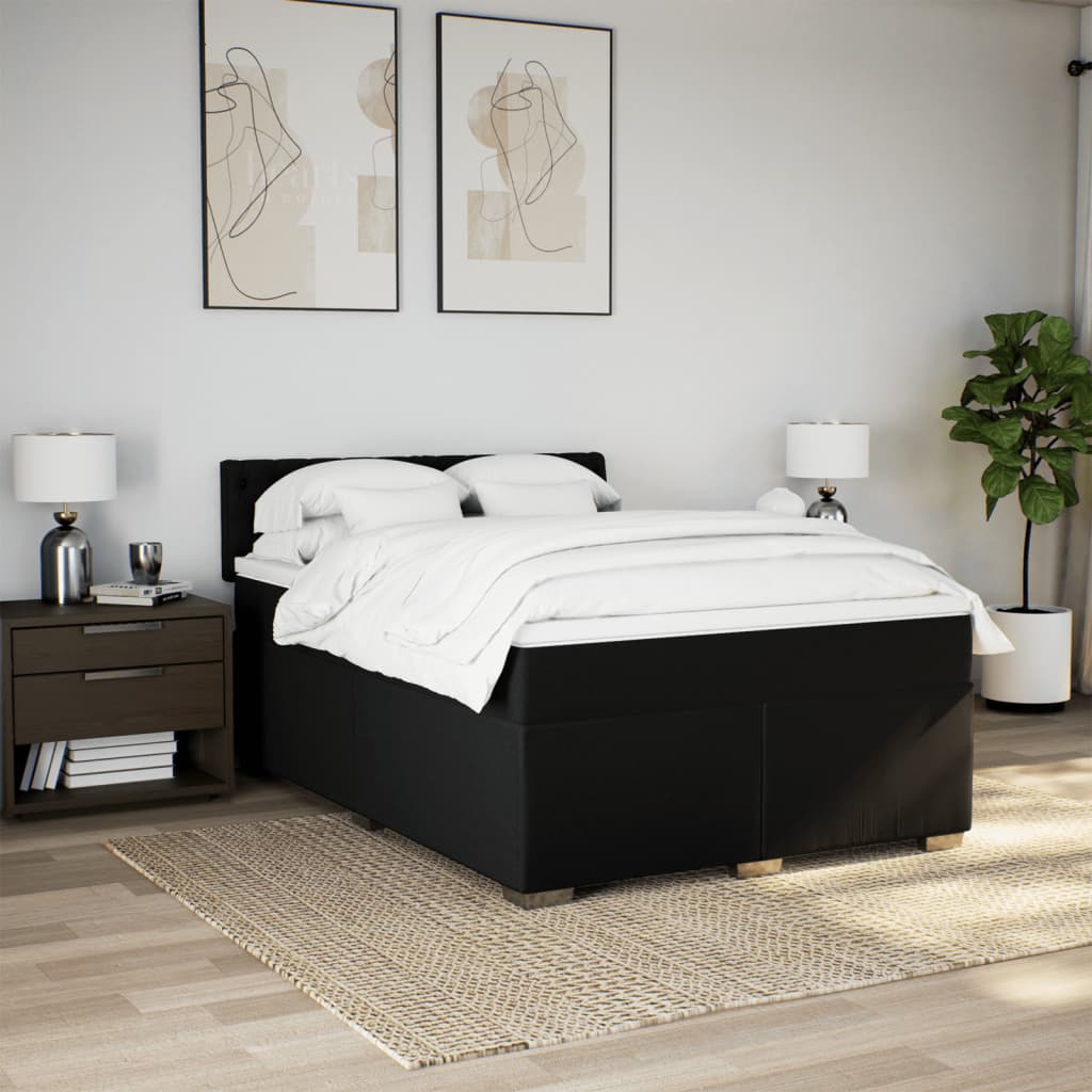 kontinentalseng med madras 140x190 cm stof sort