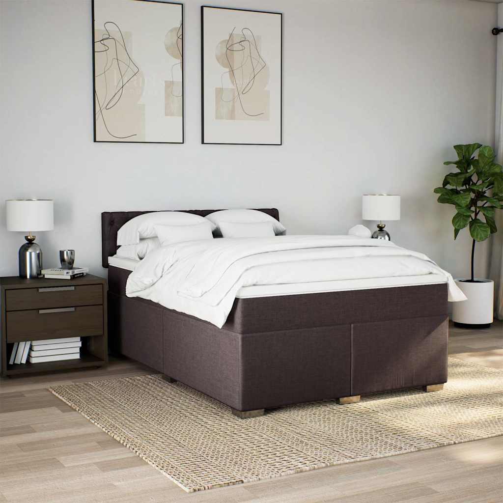kontinentalseng med madras 140x190 cm stof mørkebrun