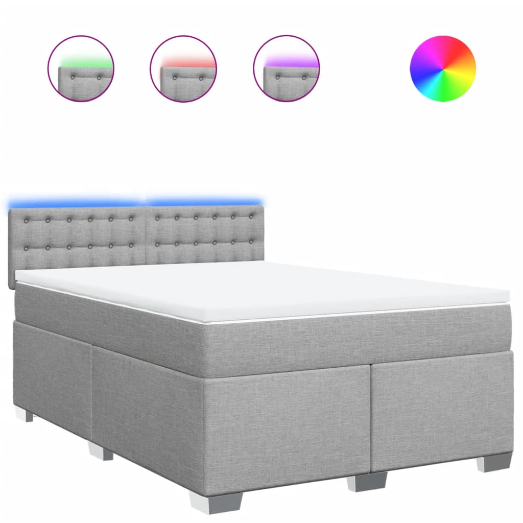 kontinentalseng med madras 140x190 cm stof lysegrå