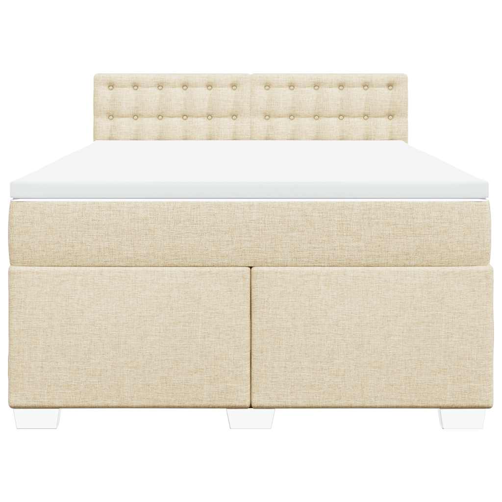 kontinentalseng med madras 140x190 cm stof cremefarvet