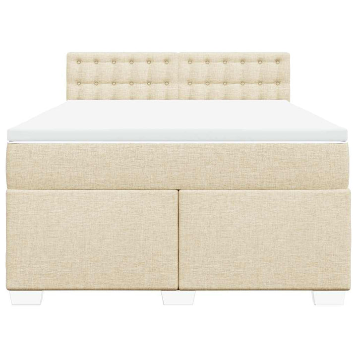 kontinentalseng med madras 140x190 cm stof cremefarvet