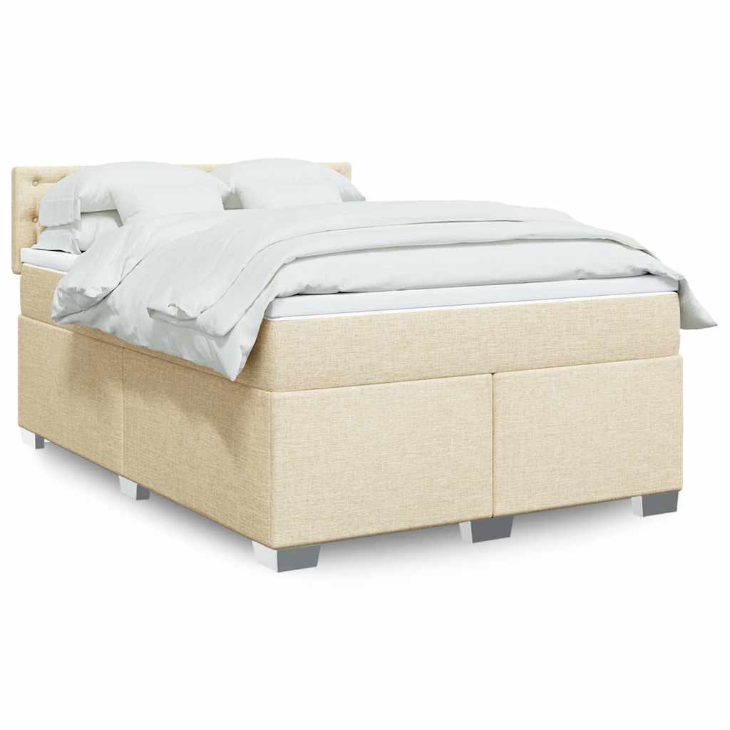 kontinentalseng med madras 140x190 cm stof cremefarvet