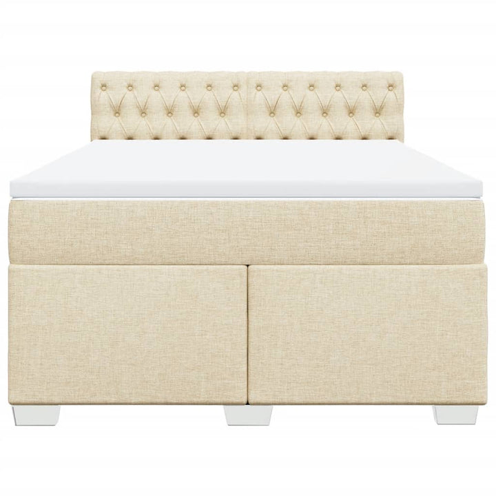 kontinentalseng med madras 140x200 cm stof cremefarvet