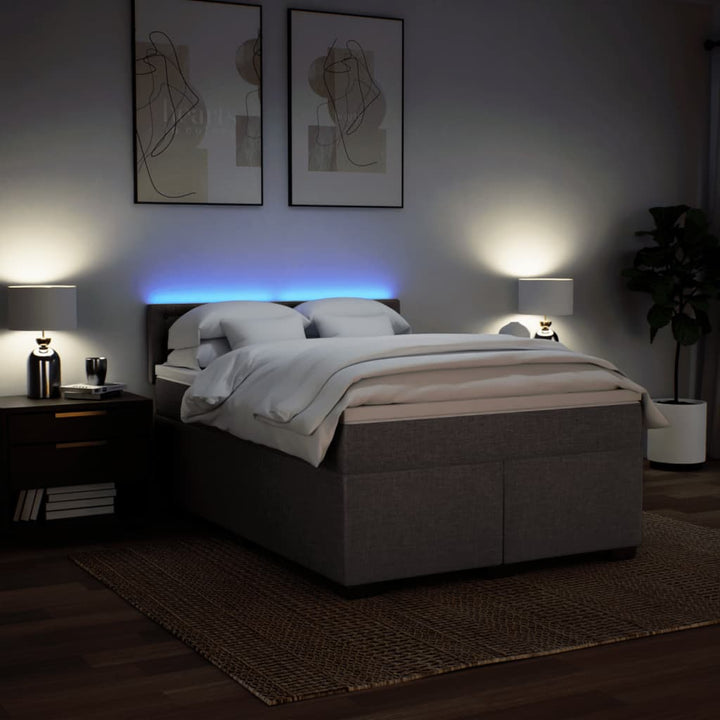 kontinentalseng med madras 140x200 cm stof gråbrun