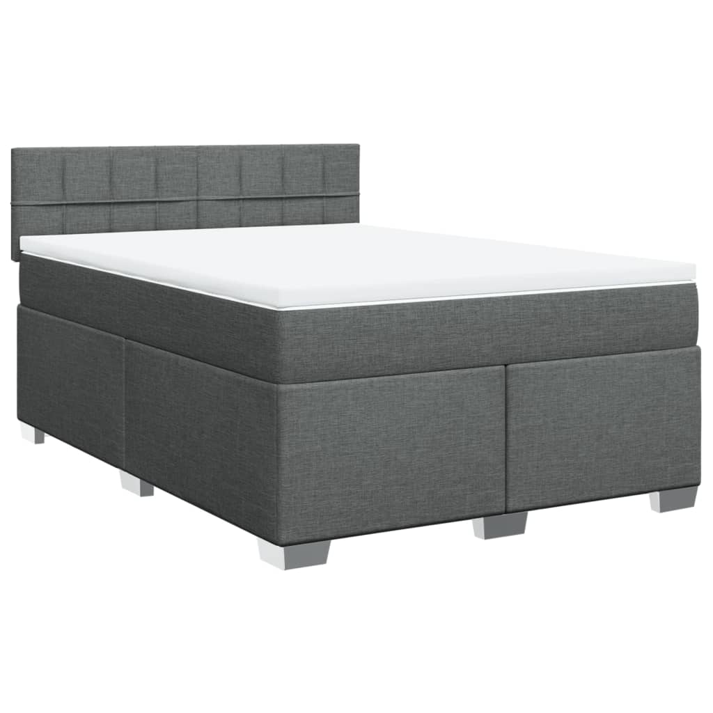 kontinentalseng med madras 160x200 cm stof mørkegrå