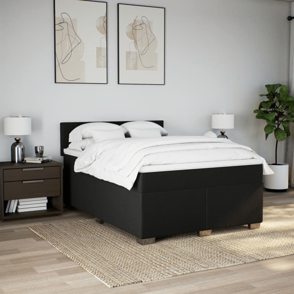 kontinentalseng med madras 160x200 cm stof sort