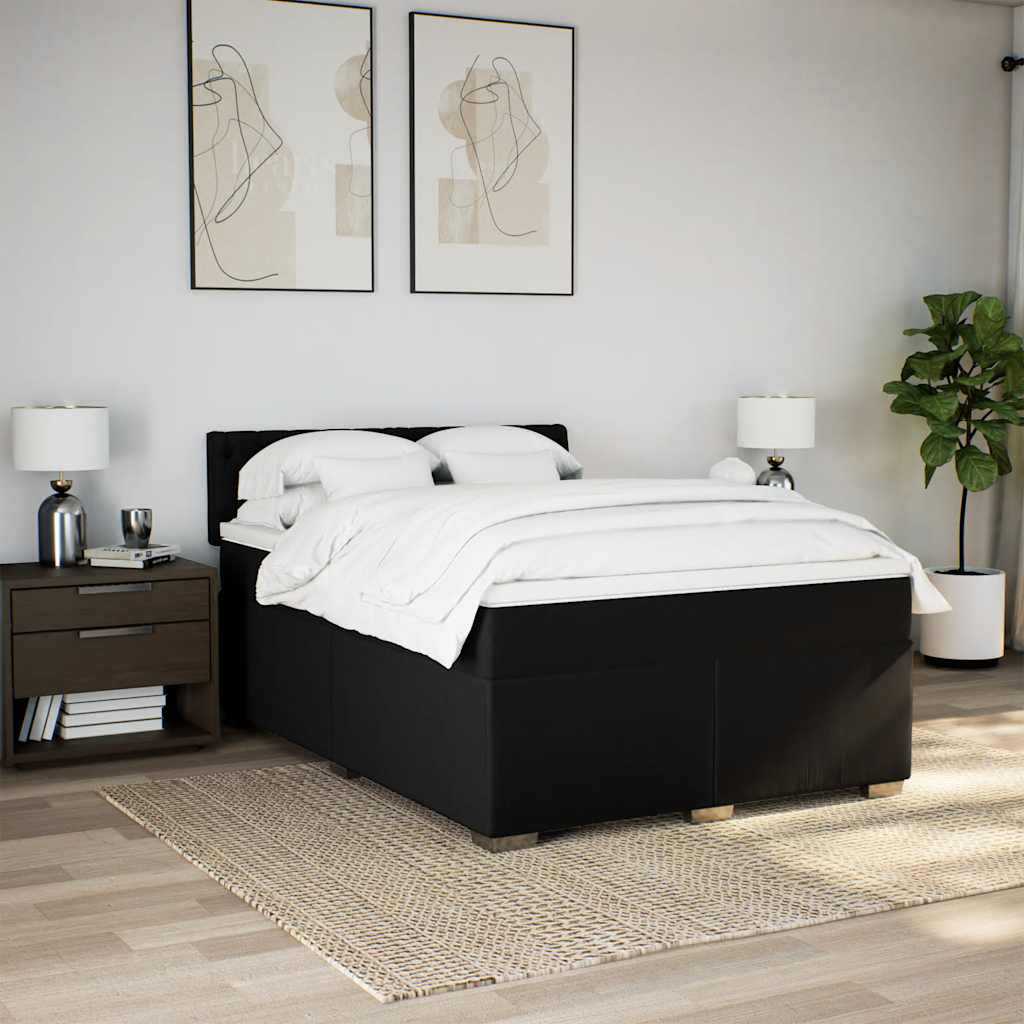 kontinentalseng med madras 160x200 cm stof sort