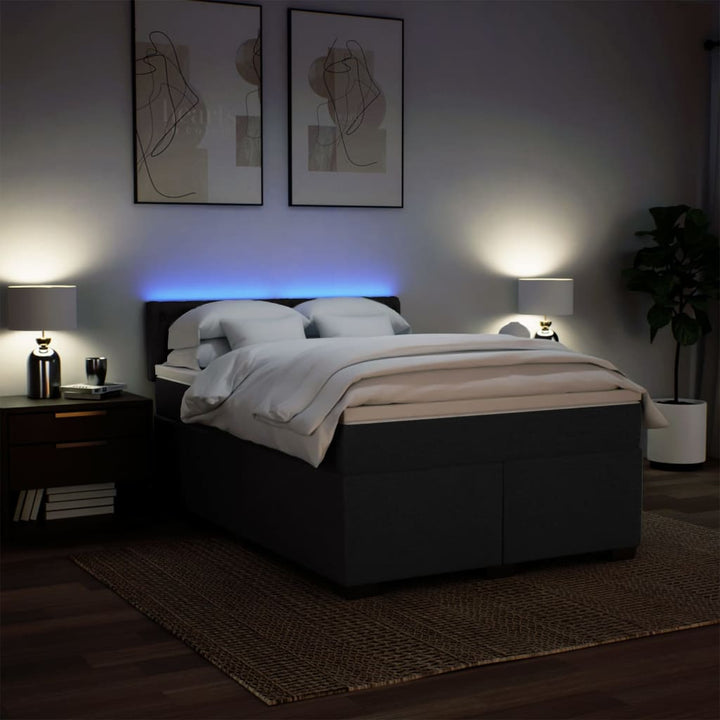 kontinentalseng med madras 160x200 cm stof sort