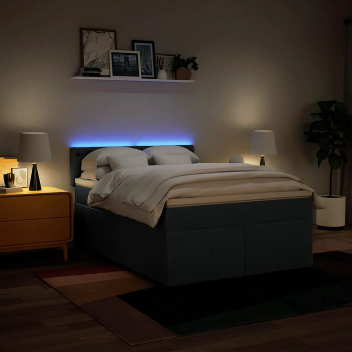 kontinentalseng med madras 160x200 cm stof blå