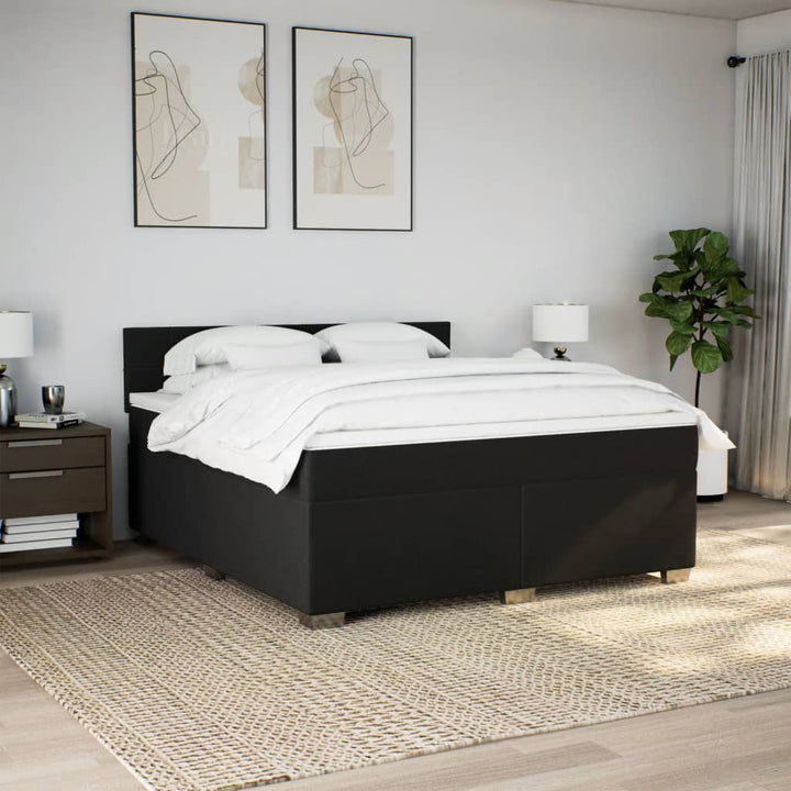 kontinentalseng med madras 180x200 cm stof sort