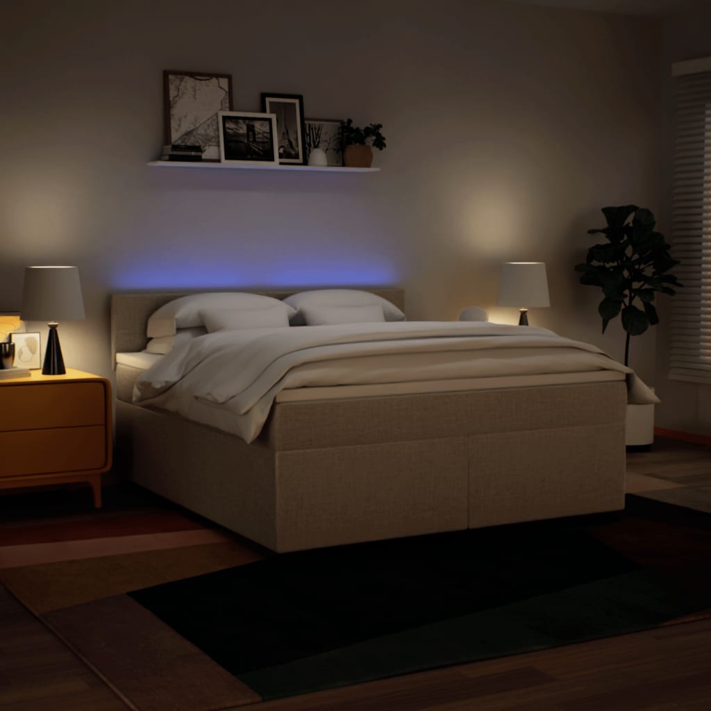 kontinentalseng med madras 180x200 cm stof cremefarvet
