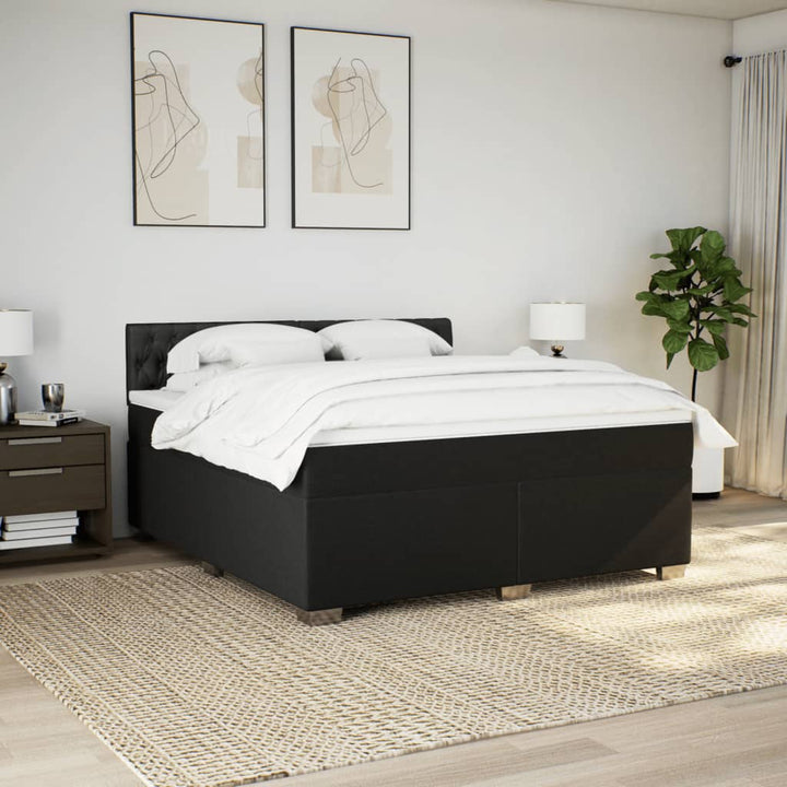 kontinentalseng med madras 180x200 cm stof sort