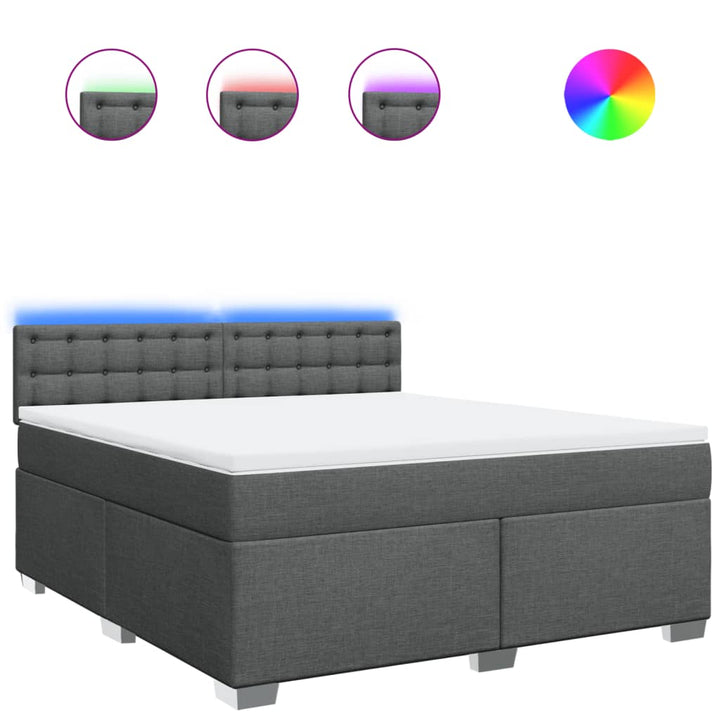 kontinentalseng med madras 180x200 cm stof mørkegrå