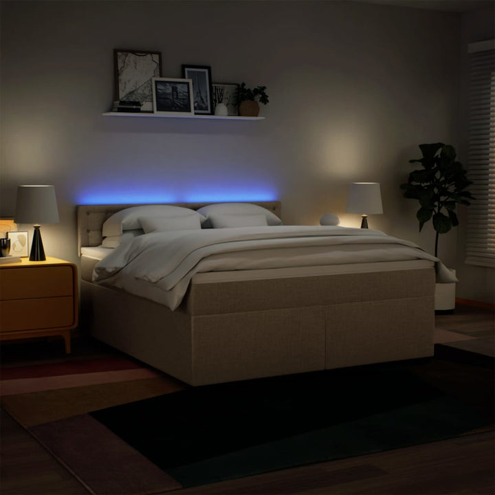 kontinentalseng med madras 180x200 cm stof cremefarvet
