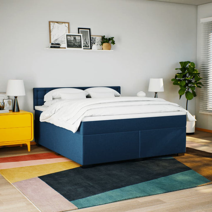 kontinentalseng med madras 180x200 cm stof blå