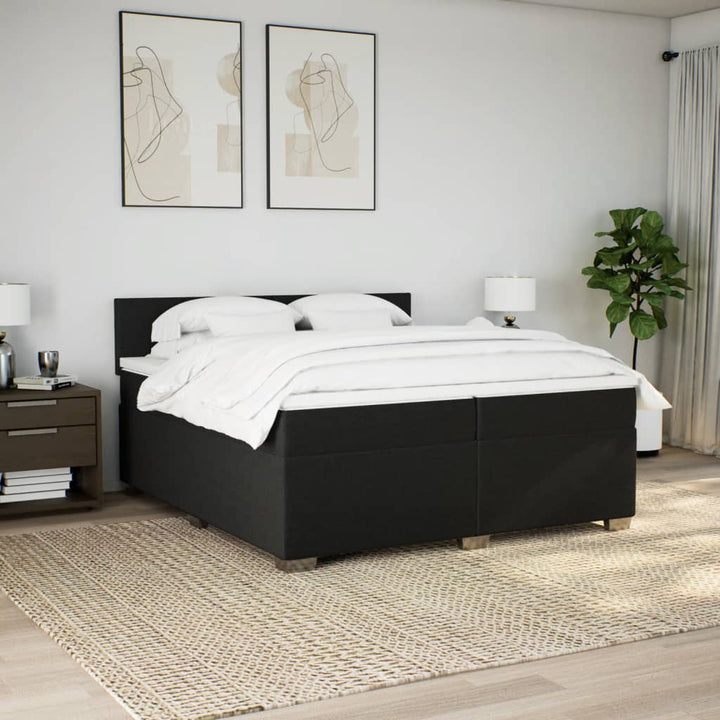 kontinentalseng med madras 200x200 cm stof sort