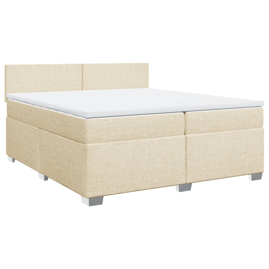 kontinentalseng med madras 200x200 cm stof cremefarvet