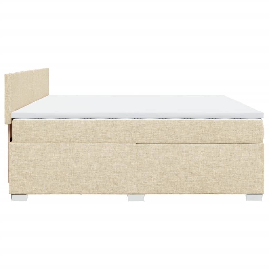 kontinentalseng med madras 200x200 cm stof cremefarvet