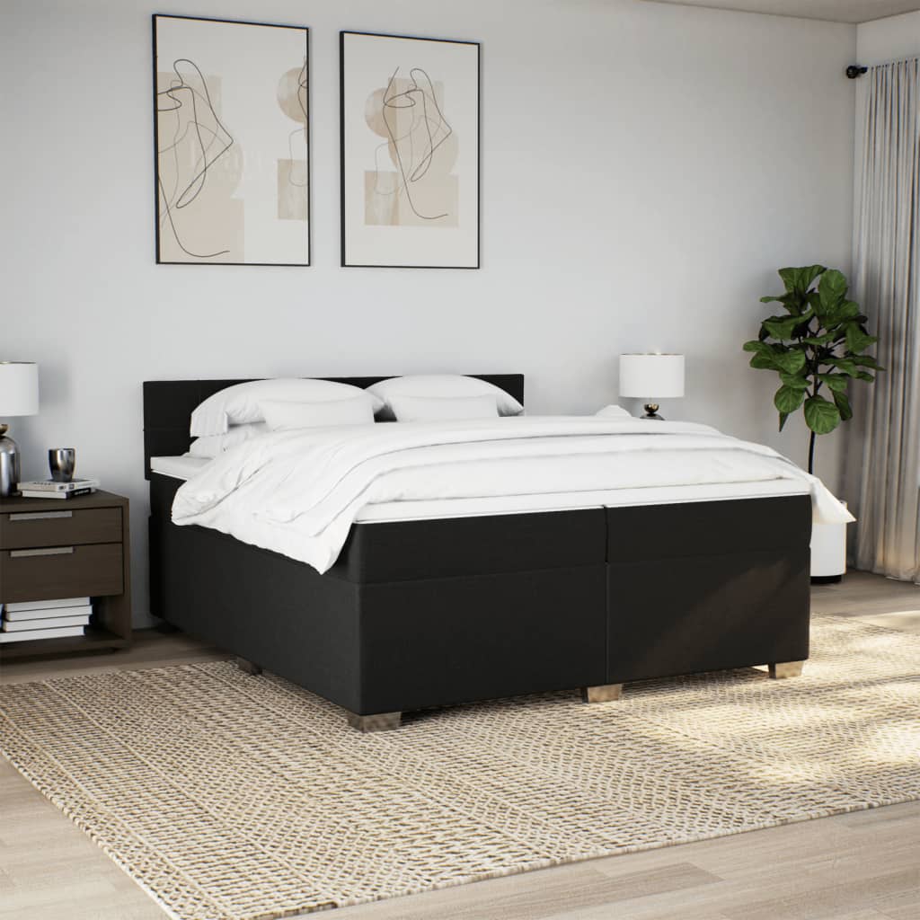 kontinentalseng med madras 200x200 cm stof sort