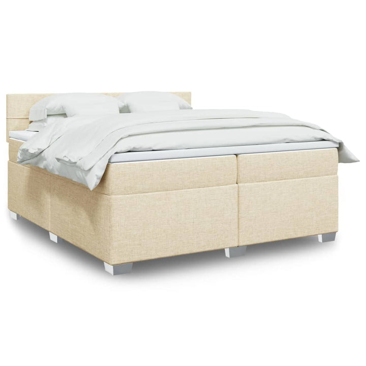 kontinentalseng med madras 200x200 cm stof cremefarvet