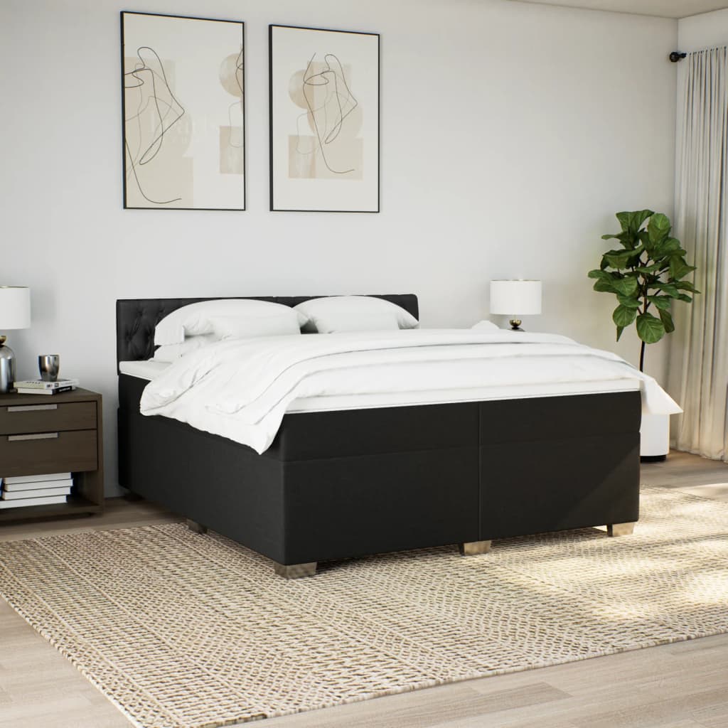 kontinentalseng med madras 200x200 cm stof sort
