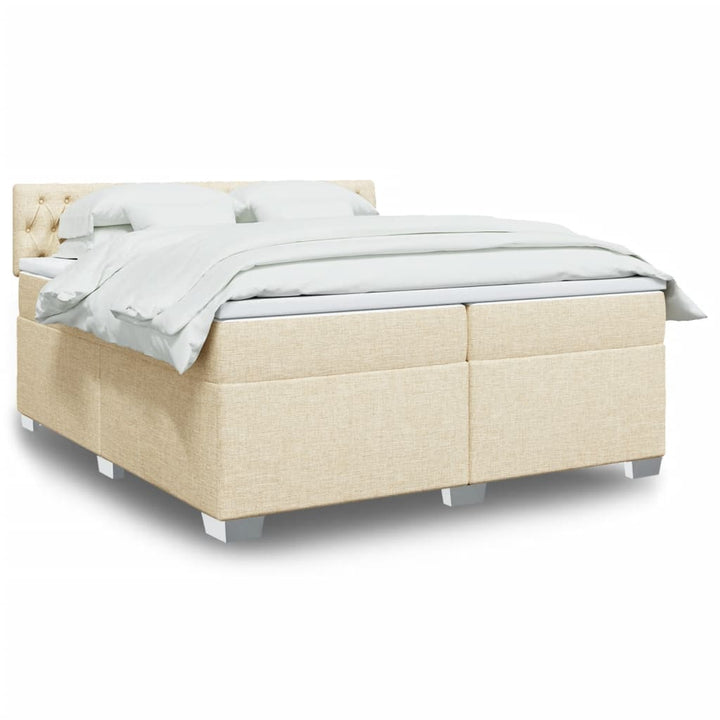 kontinentalseng med madras 200x200 cm stof cremefarvet