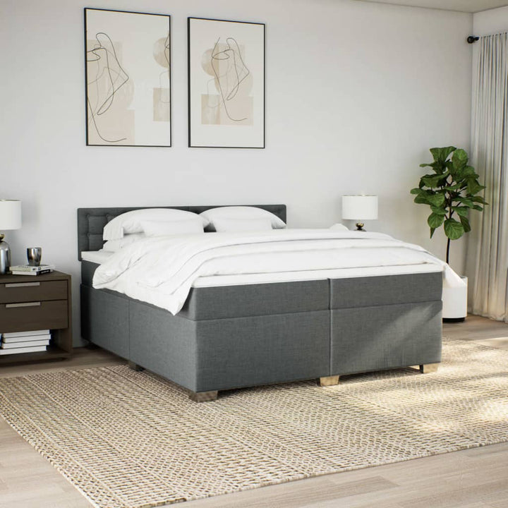 kontinentalseng med madras 200x200 cm stof mørkegrå