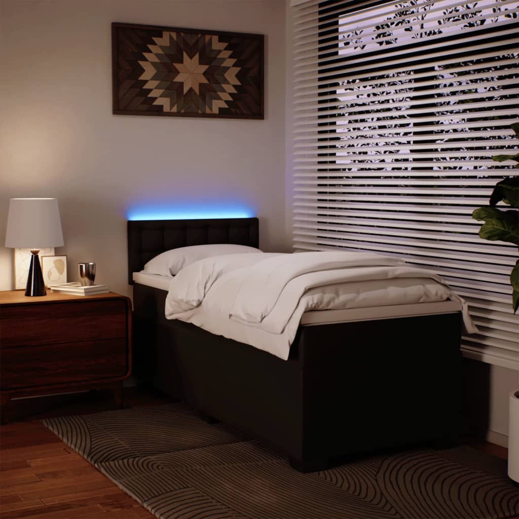 kontinentalseng med madras 90x190 cm kunstlæder sort