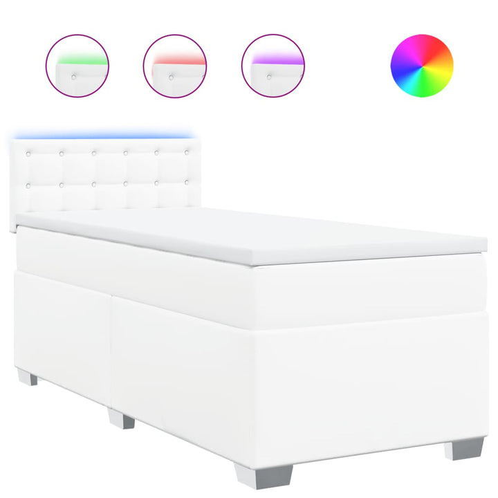 kontinentalseng med madras 90x190 cm kunstlæder hvid