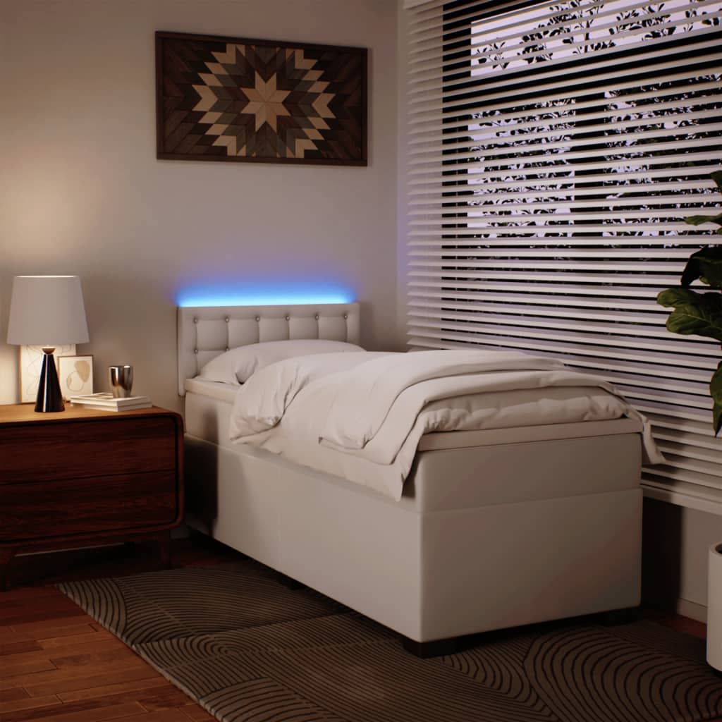 kontinentalseng med madras 90x190 cm kunstlæder hvid