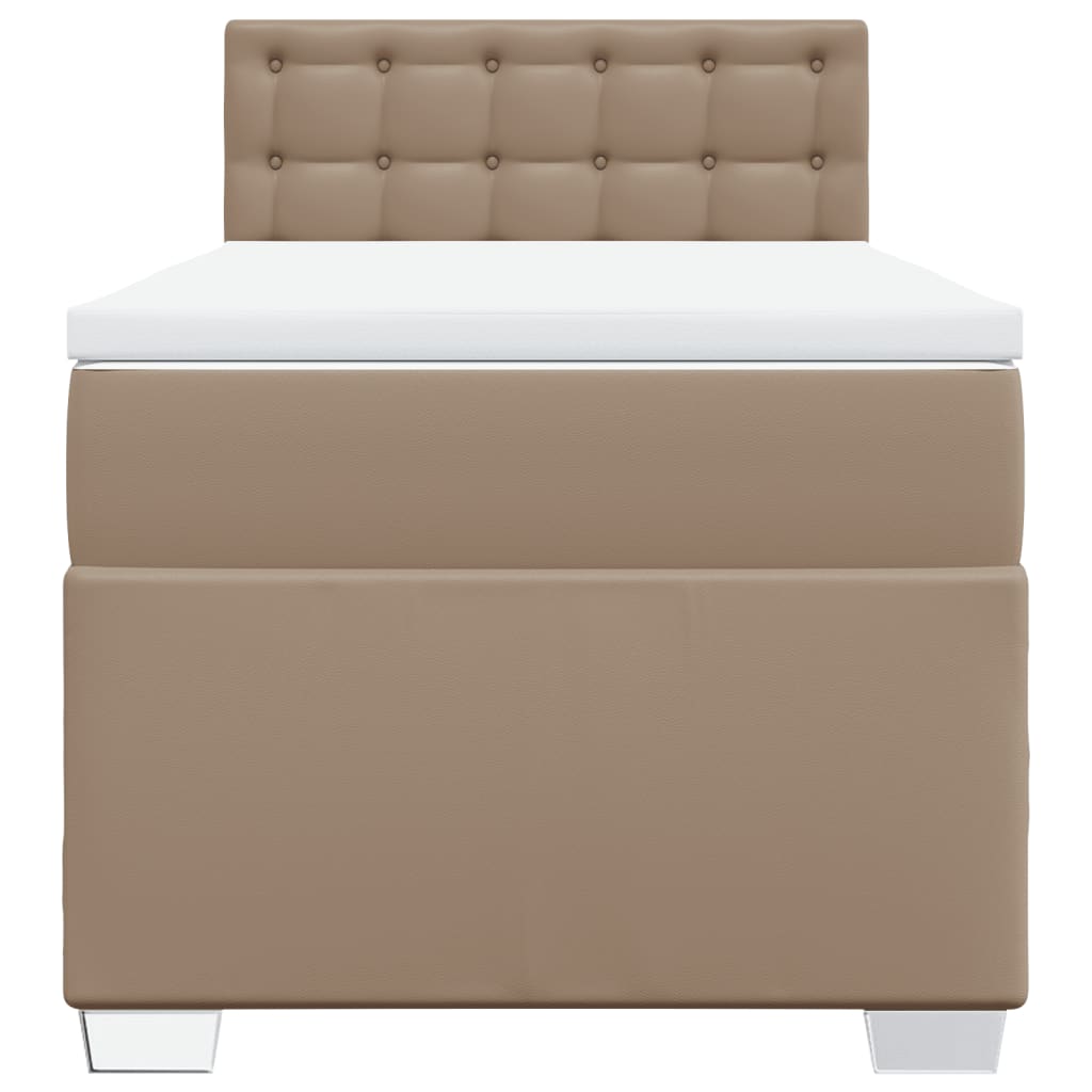 kontinentalseng 100x200 cm kunstlæder cappuccinofarvet