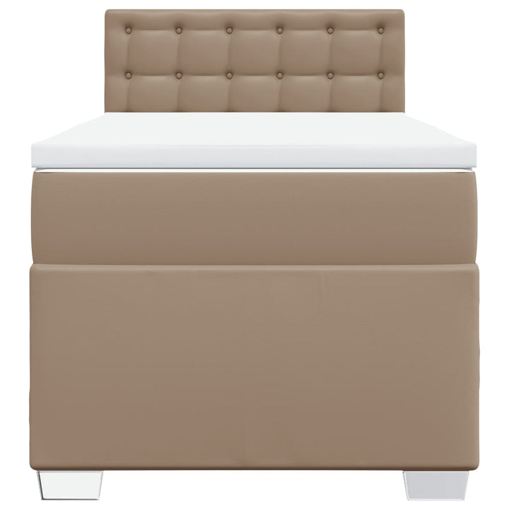 kontinentalseng 100x200 cm kunstlæder cappuccinofarvet