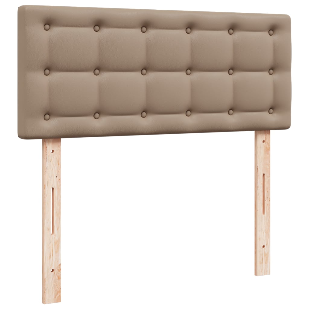 kontinentalseng 100x200 cm kunstlæder cappuccinofarvet
