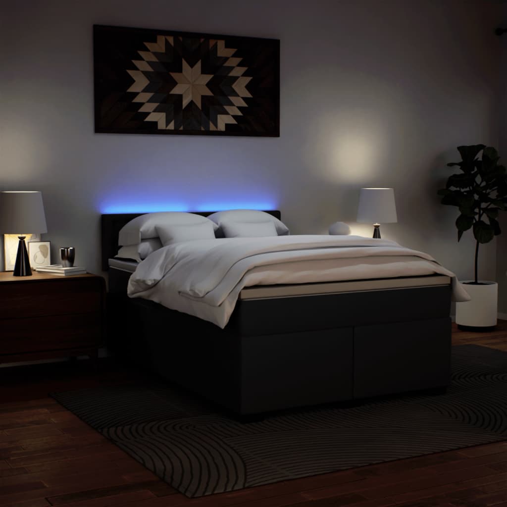 kontinentalseng med madras 140x200 cm kunstlæder sort